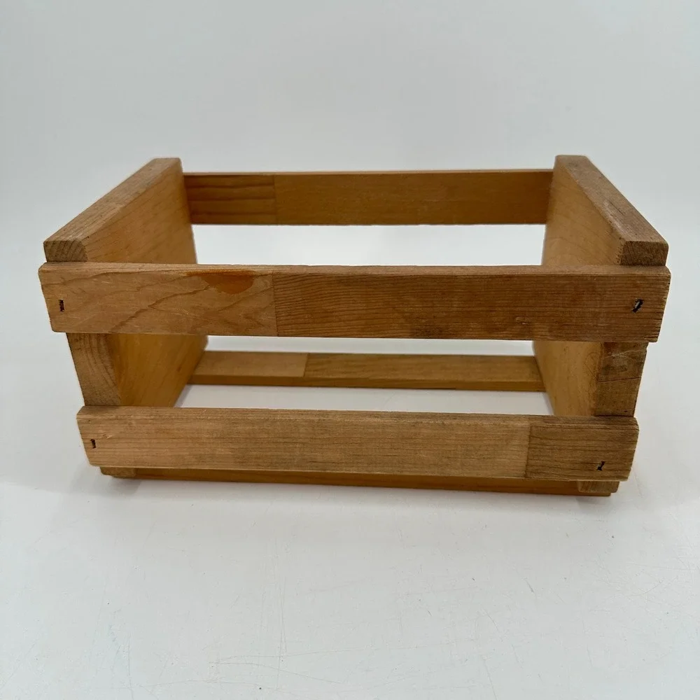 Mountain Crate Co Small Wooden Storage Crate Rustic Brown Mountain Sun Logo